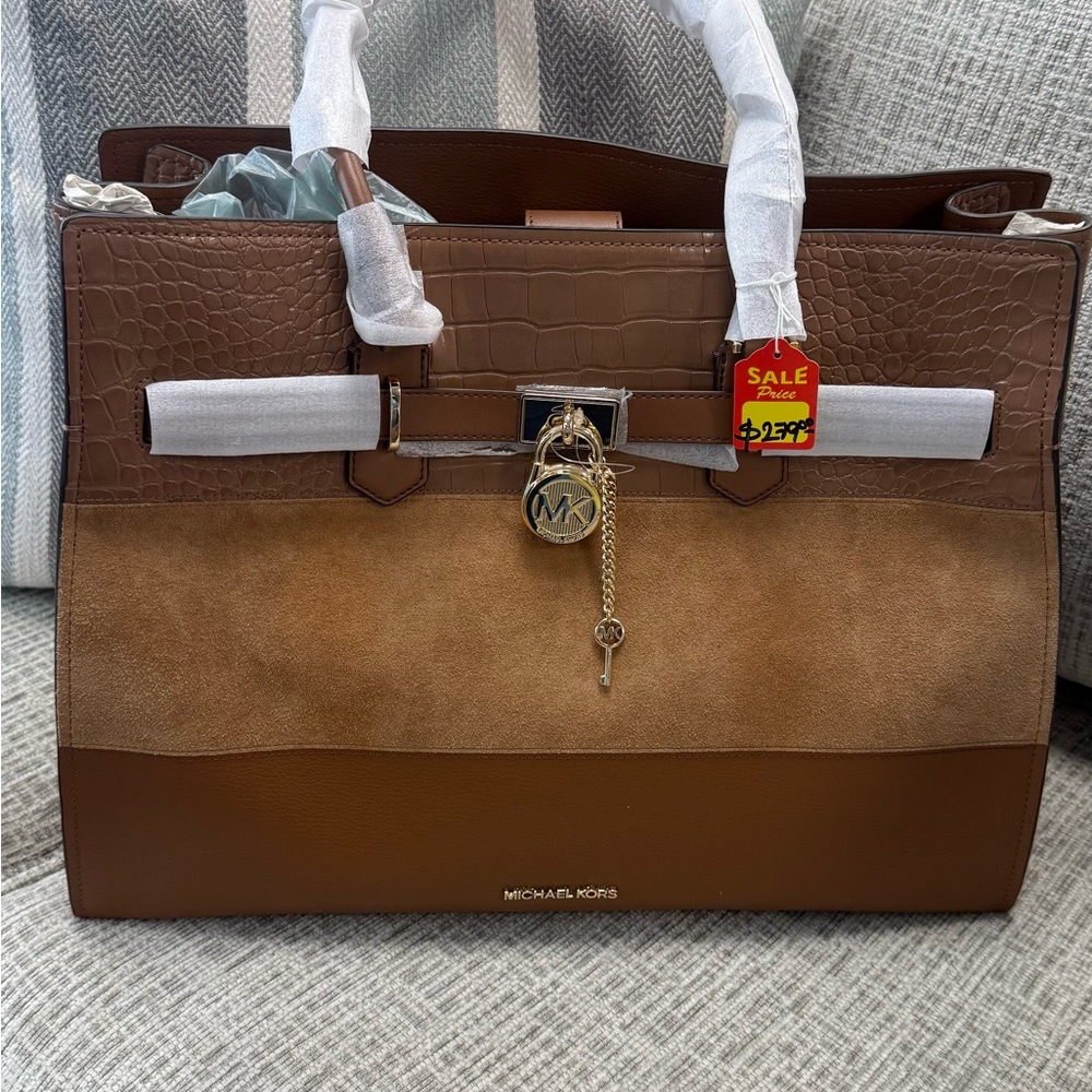Michael Kors Brown and Tan Leather Briefcase